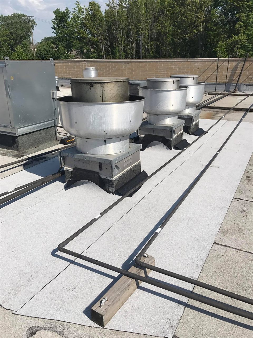 Rooftop equipment area on a flat roof