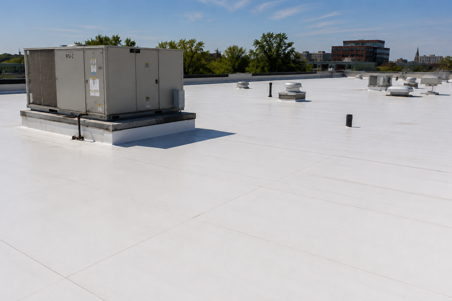 PVC commercial roofing project